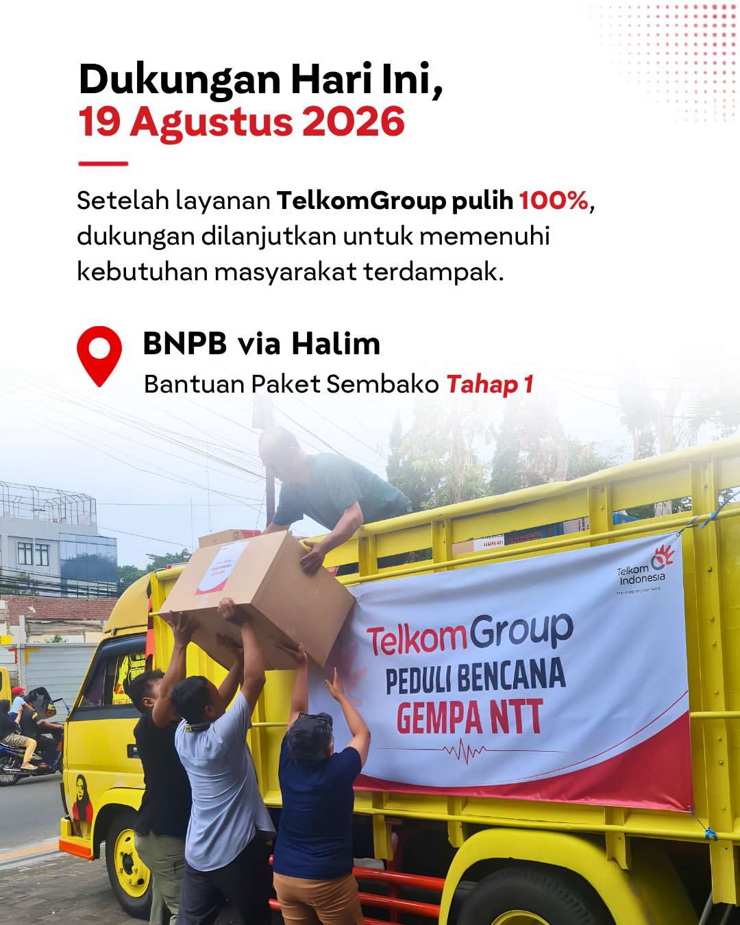 Setelah Layanan Pulih 100%, Telkom Regional 3 Lanjutkan Bantuan Kemanusiaan Pascagempa Flores
