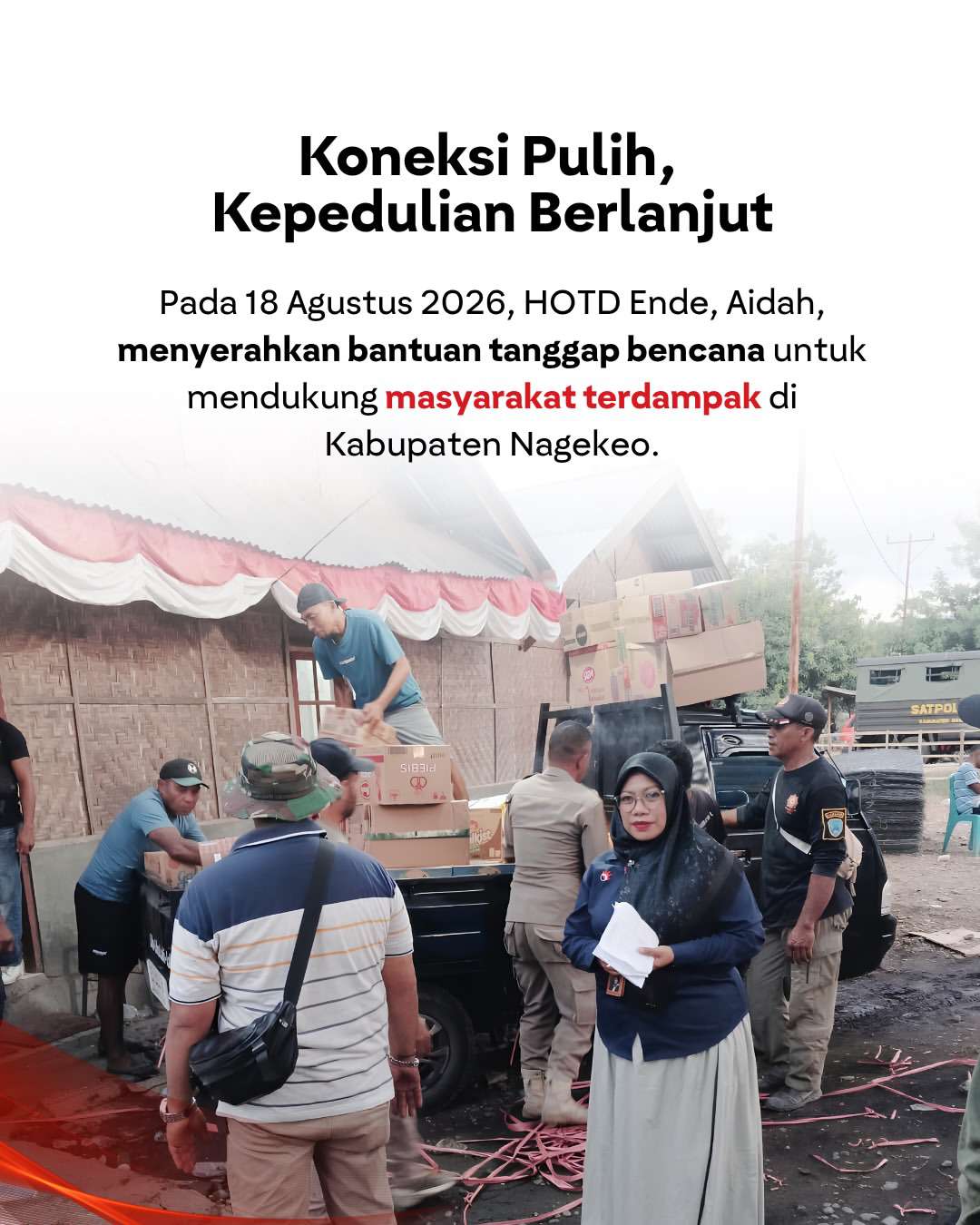 Koneksi Pulih, Kepedulian Berlanjut: Telkom Regional 3 Salurkan Bantuan Tanggap Bencana Gempa Flores di Nagekeo