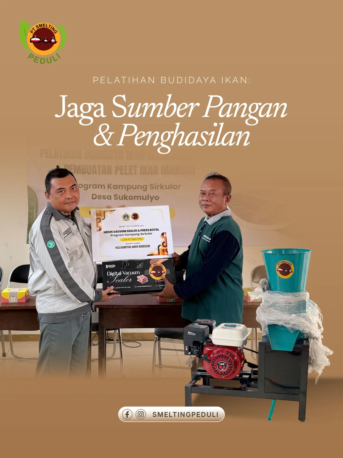 Pemberdayaan Potensi Lokal, PT Smelting Gelar Pelatihan Budidaya Ikan dan Olahan Perikanan di Desa Sukomulyo