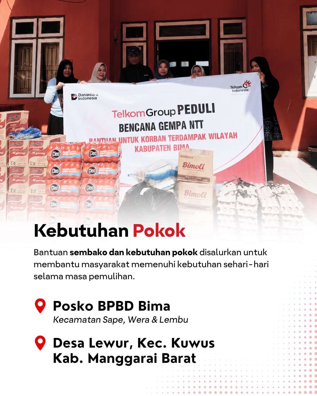 Untuk Mereka yang Membutuhkan: Telkom Regional 3 Perluas Penyaluran Kebutuhan Pokok Pasca Gempa Flores